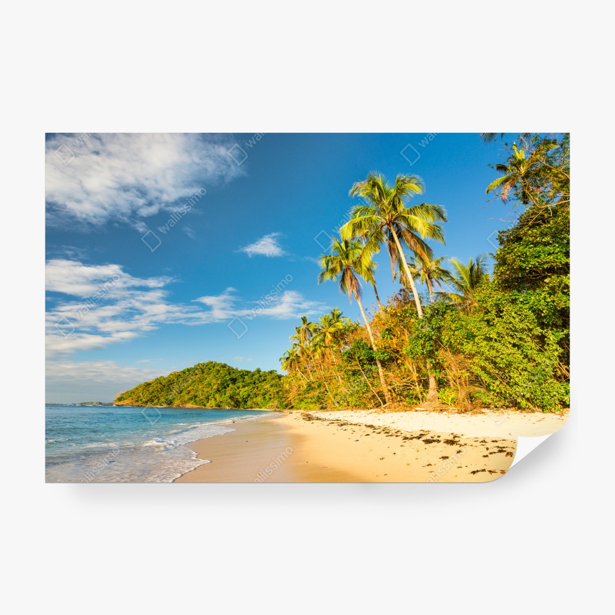 Fototapeta złota tropikalna plaża o zachodzie słońca – Wallissimo® Fototapeta złota tropikalna plaża o zachodzie słońca – Wallissimo®