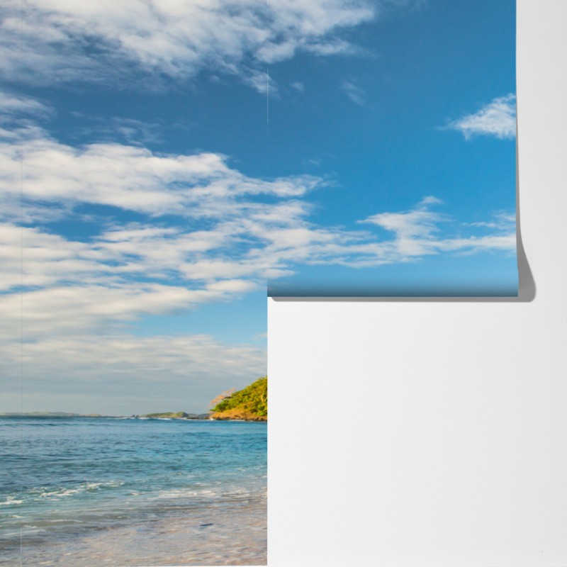 Fototapeta złota tropikalna plaża o zachodzie słońca – Wallissimo® Fototapeta złota tropikalna plaża o zachodzie słońca – Wallissimo®