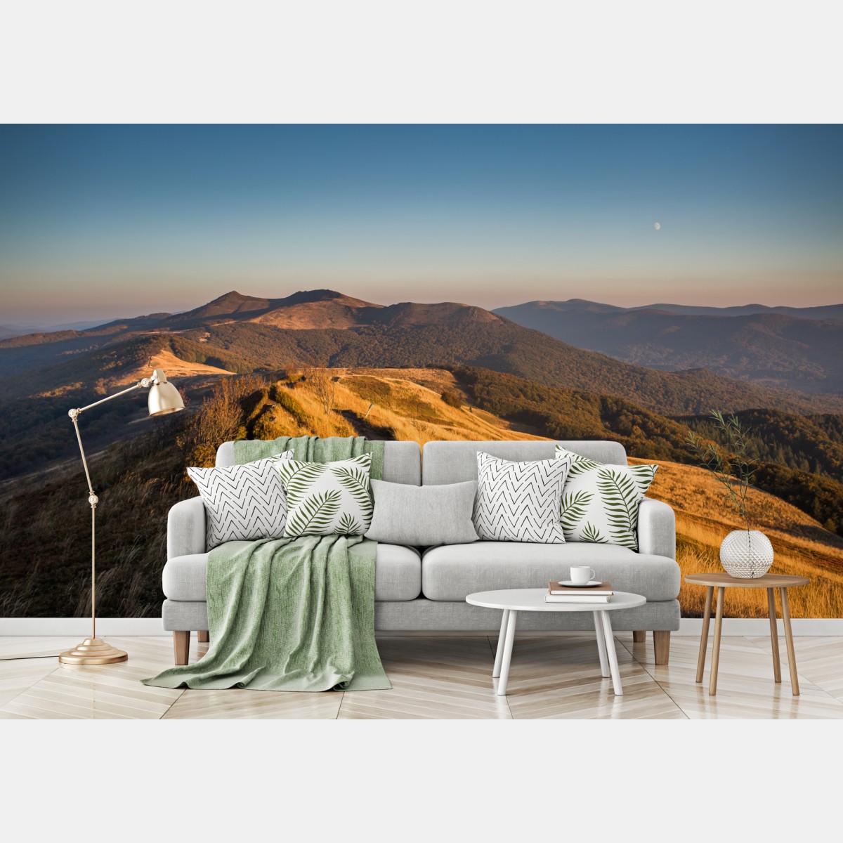 Wall mural golden mountain ridge at sunset
