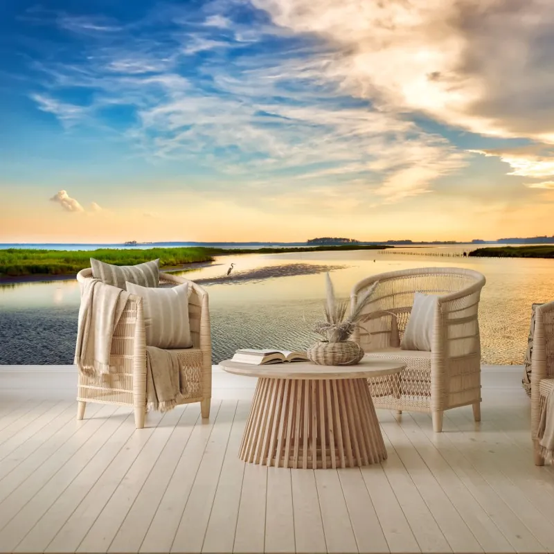 Fototapeta czapla nad zatoką Chesapeake o zachodzie słońca – Wallissimo® Fototapeta czapla nad zatoką Chesapeake o zachodzie słońca – Wallissimo®