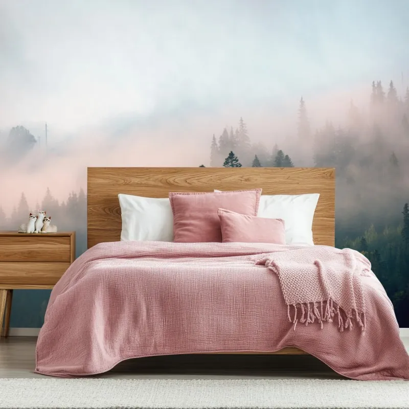 Fototapeta mglisty poranek w lesie