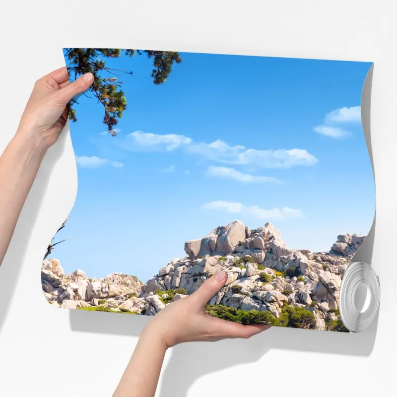 Fototapeta turkusowa zatoka nad skalistym wybrzeżem – Wallissimo® Fototapeta turkusowa zatoka nad skalistym wybrzeżem – Wallissimo®