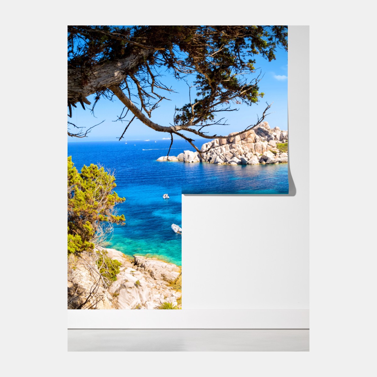 Fototapeta turkusowa zatoka nad skalistym wybrzeżem – Wallissimo® Fototapeta turkusowa zatoka nad skalistym wybrzeżem – Wallissimo®