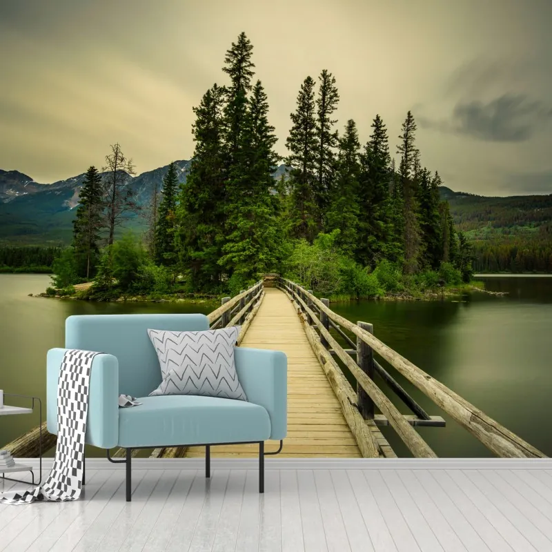 Fototapeta wieczorny spacer na wyspę Pyramid, Park Narodowy Jasper