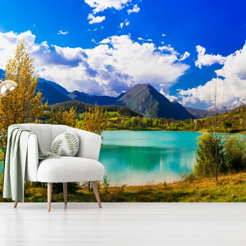 Fototapeta turkusowe jezioro i górski pejzaż