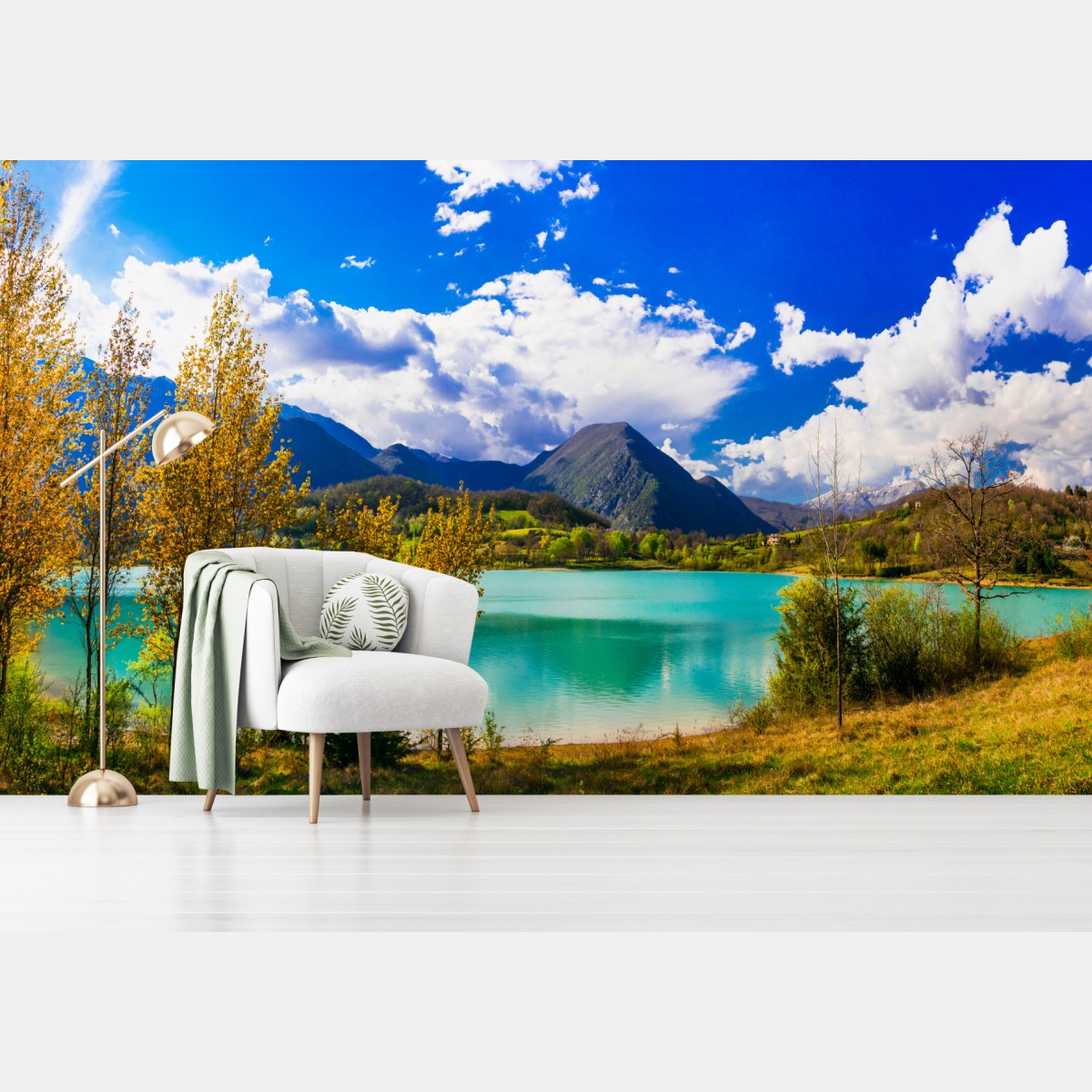 Wall mural turquoise lake mountain panorama