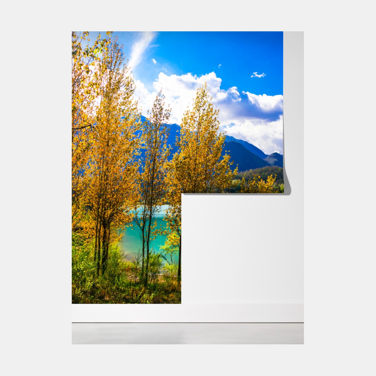 Fototapeta turkusowe jezioro i górski pejzaż – Wallissimo® Fototapeta turkusowe jezioro i górski pejzaż – Wallissimo®