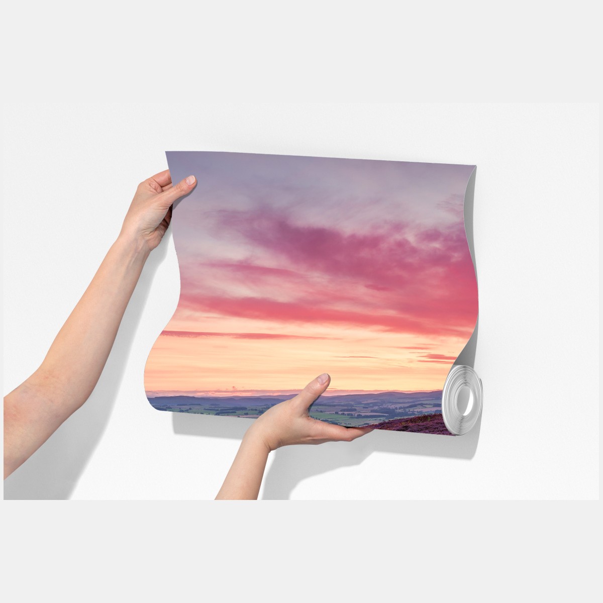 Fototapeta fioletowe wrzosowiska o zachodzie słońca – Wallissimo® Fototapeta fioletowe wrzosowiska o zachodzie słońca – Wallissimo®