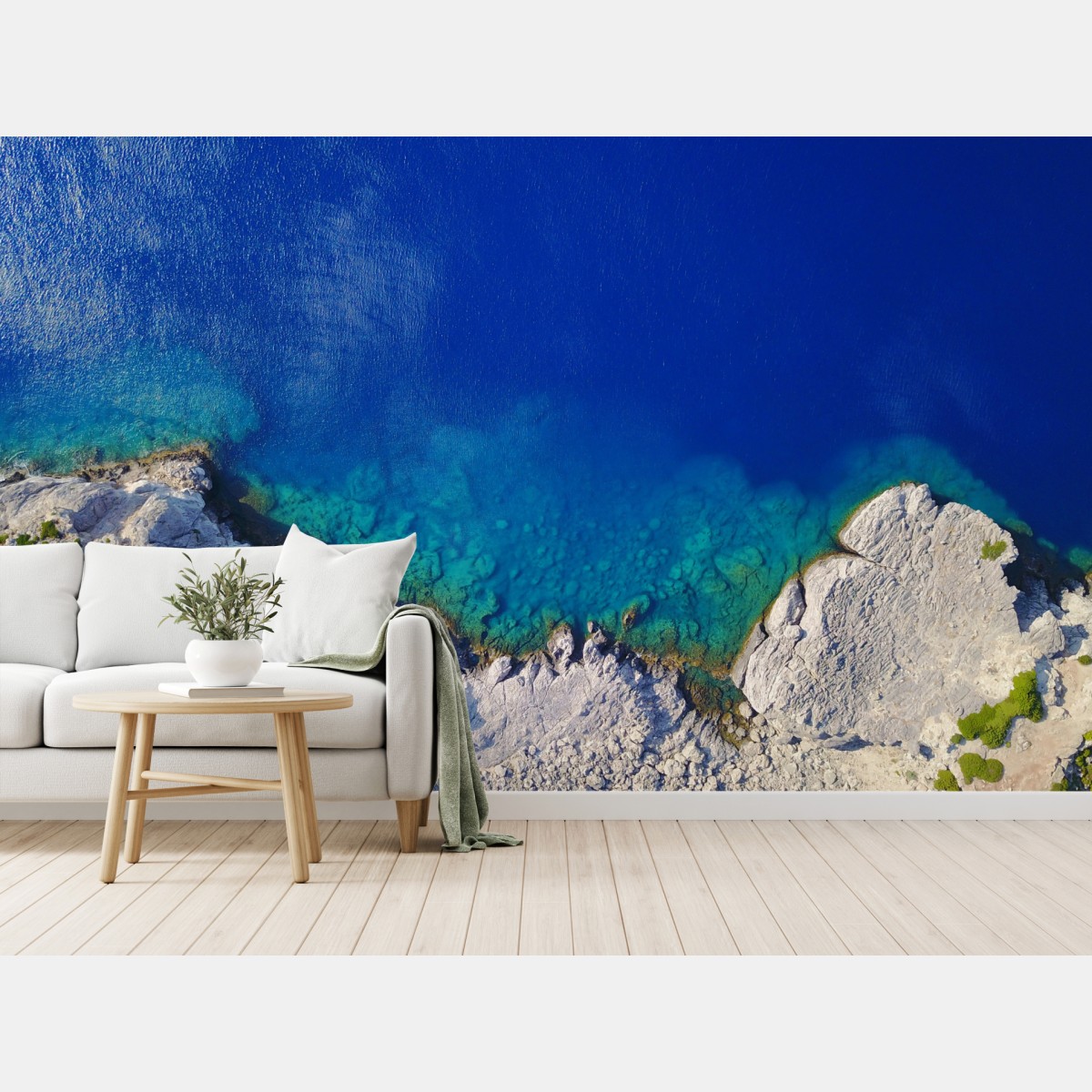Wall mural aerial seascape of rocky coastline