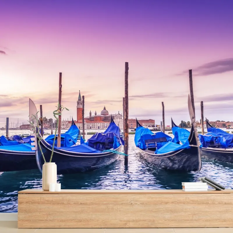Fototapeta Wenecja gondole o zachodzie słońca