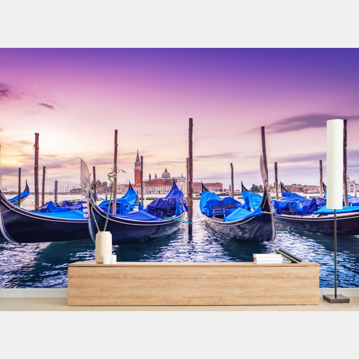 Wall mural Venice gondolas at sunset
