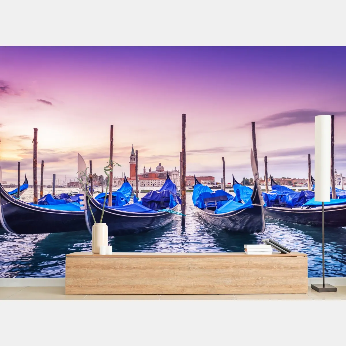 Fototapeta Wenecja gondole o zachodzie słońca – Wallissimo® Fototapeta Wenecja gondole o zachodzie słońca – Wallissimo®