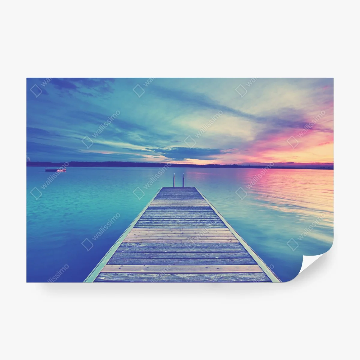 Fototapeta pastelowy pomost nad jeziorem o zachodzie słońca – Wallissimo® Fototapeta pastelowy pomost nad jeziorem o zachodzie słońca – Wallissimo®