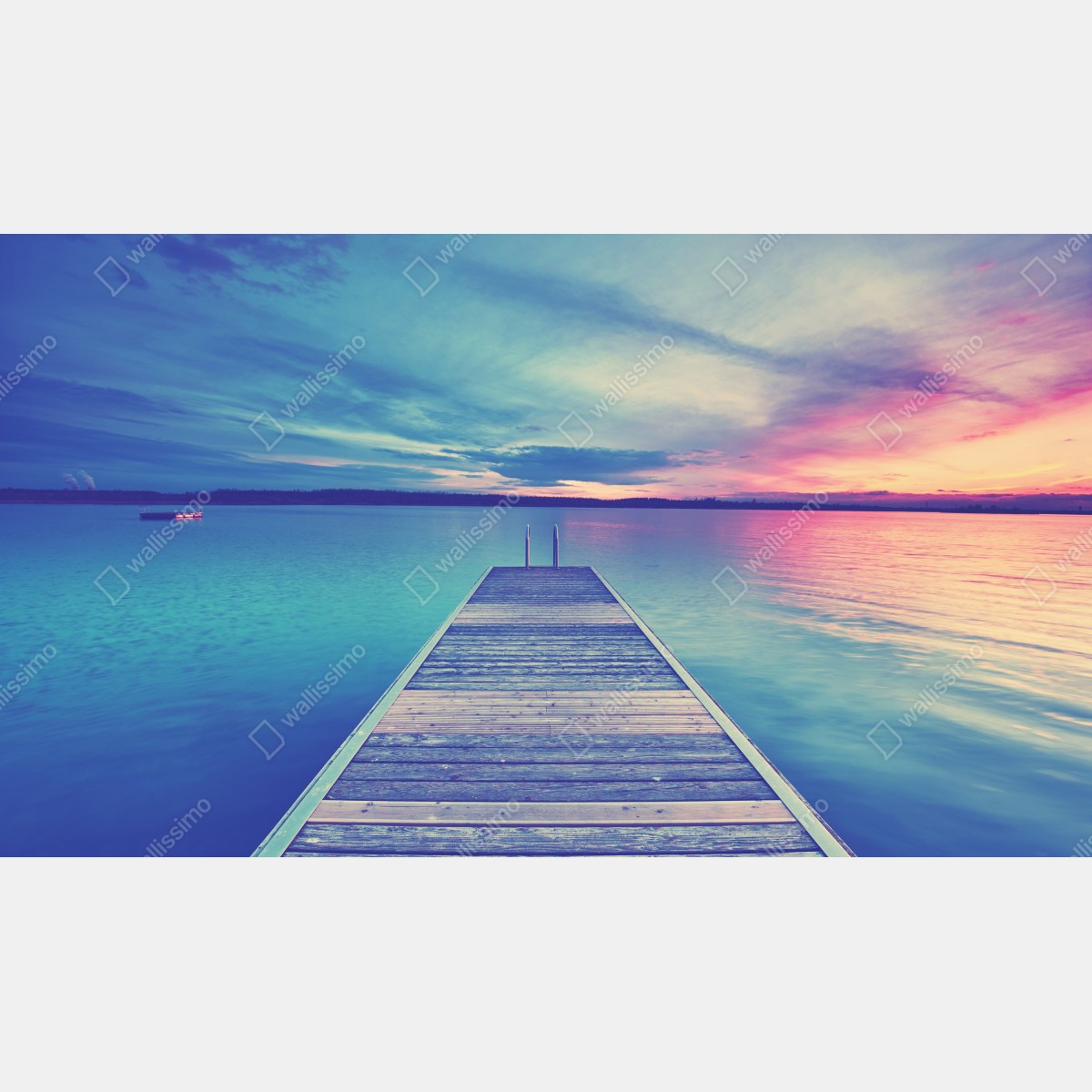 Fototapeta pastelowy pomost nad jeziorem o zachodzie słońca – Wallissimo® Fototapeta pastelowy pomost nad jeziorem o zachodzie słońca – Wallissimo®