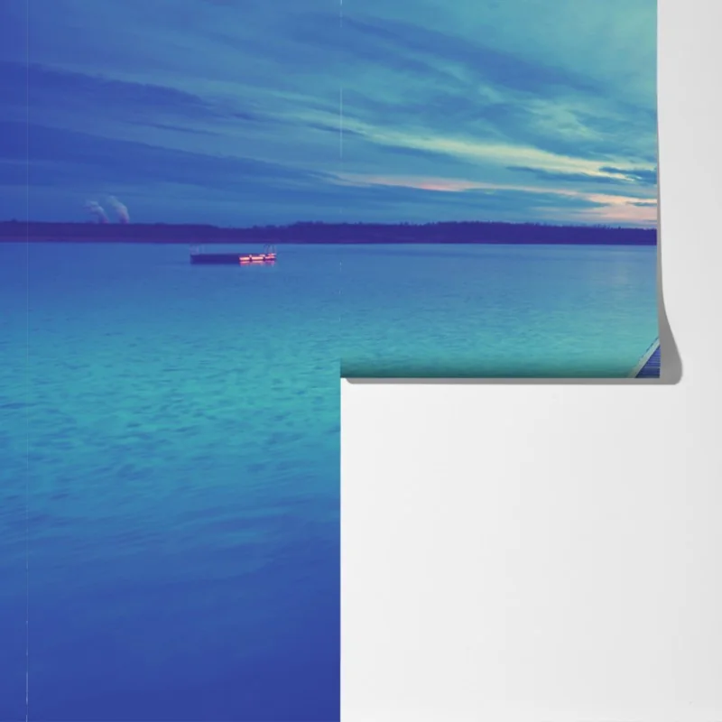 Fototapeta pastelowy pomost nad jeziorem o zachodzie słońca – Wallissimo® Fototapeta pastelowy pomost nad jeziorem o zachodzie słońca – Wallissimo®