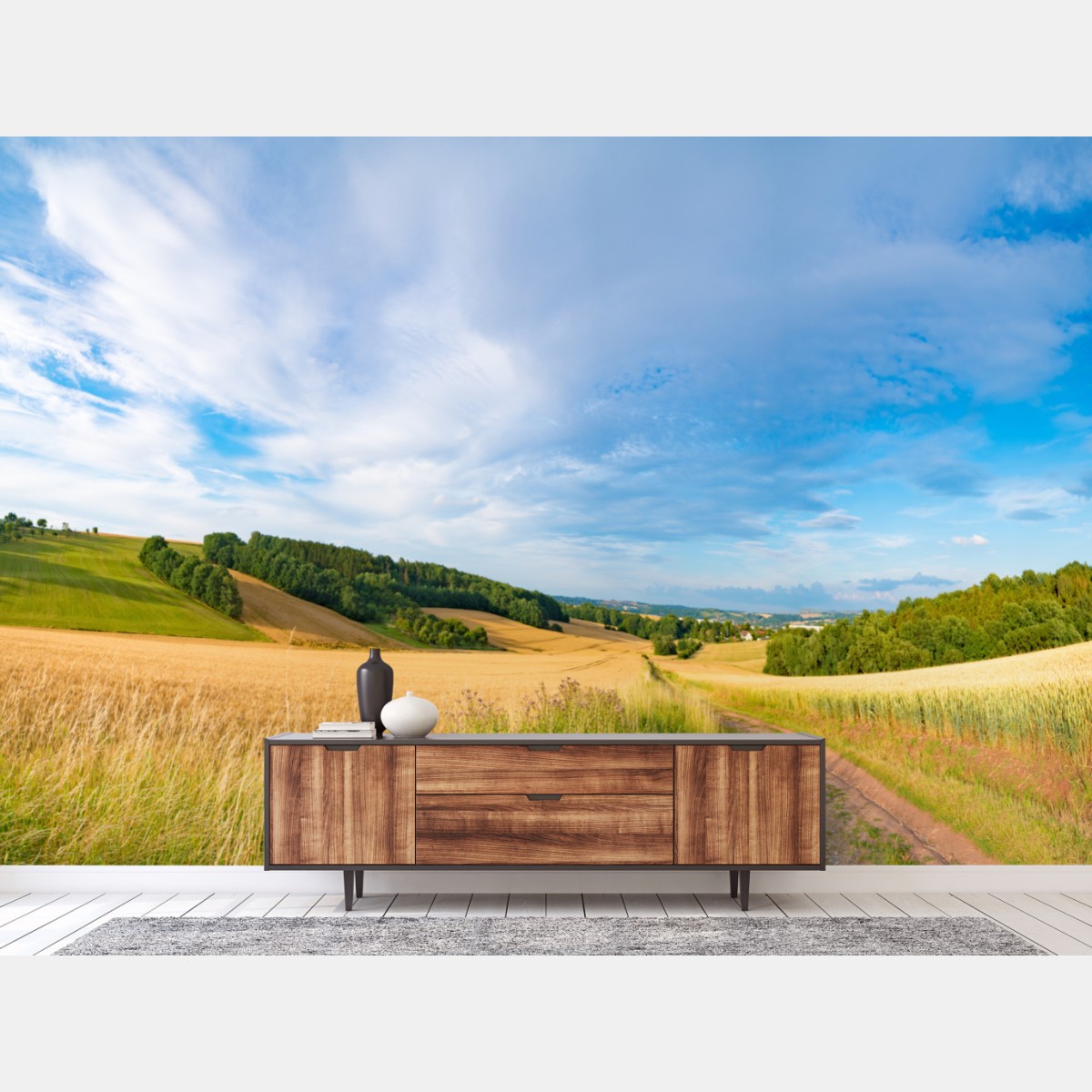 Wall mural morning wheat panorama in Kansas