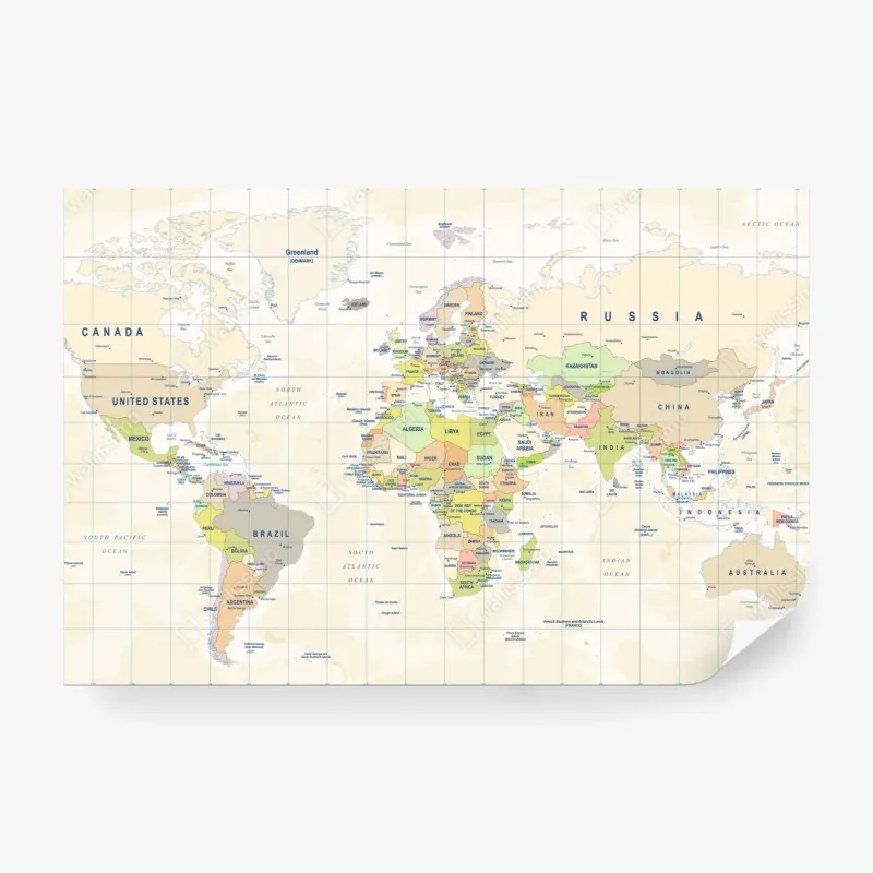 Fototapeta vintage mapa świata w pastelowych kolorach