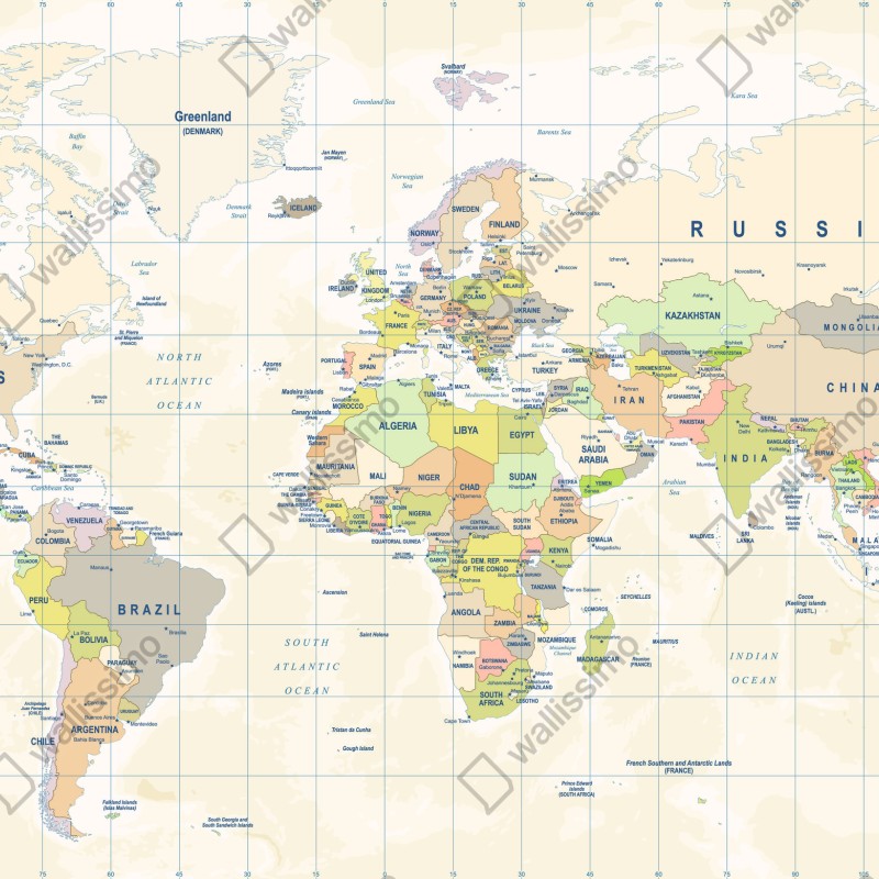 Fototapeta vintage mapa świata w pastelowych kolorach – Wallissimo® Fototapeta vintage mapa świata w pastelowych kolorach – Wallissimo®