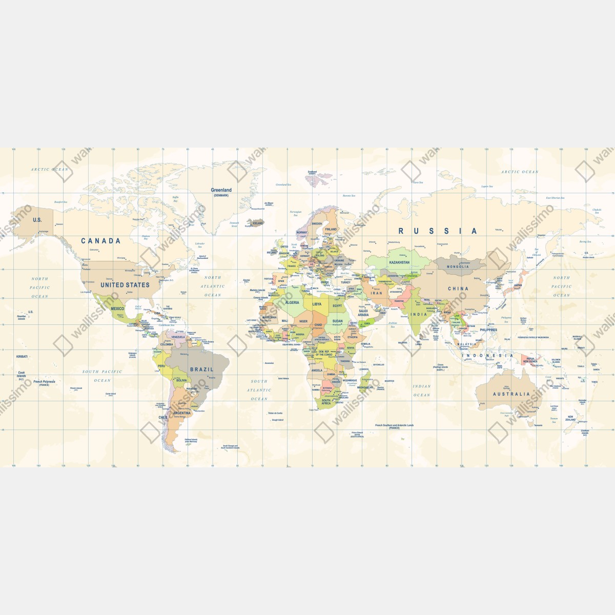 Fototapeta vintage mapa świata w pastelowych kolorach – Wallissimo® Fototapeta vintage mapa świata w pastelowych kolorach – Wallissimo®