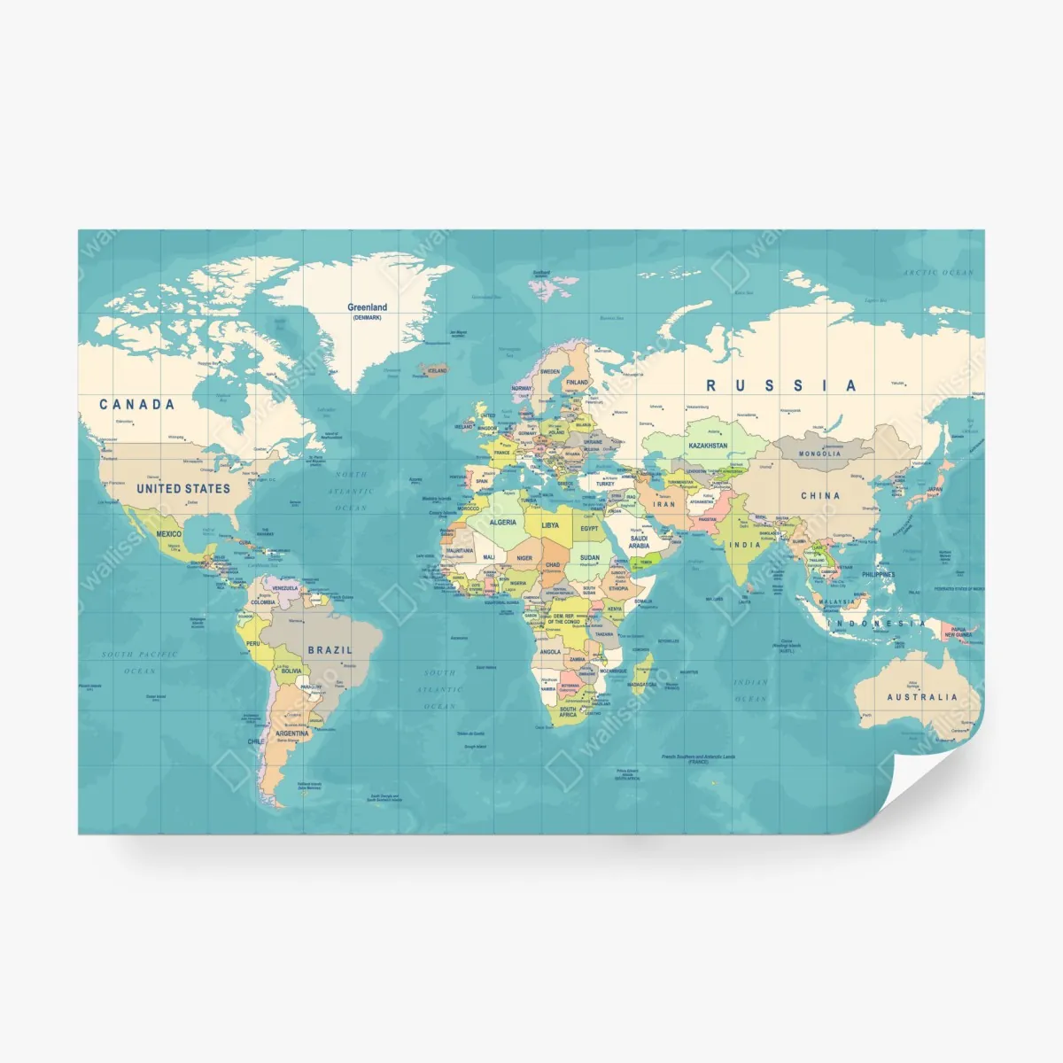 Fototapeta vintage mapa świata – Wallissimo® Fototapeta vintage mapa świata – Wallissimo®