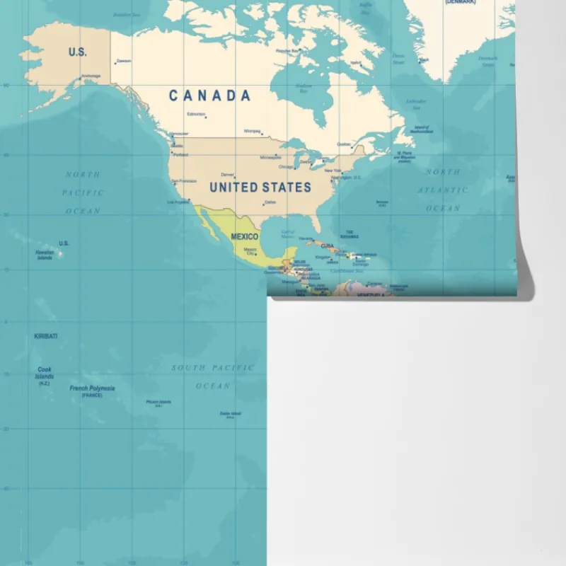 Fototapeta vintage mapa świata – Wallissimo® Fototapeta vintage mapa świata – Wallissimo®