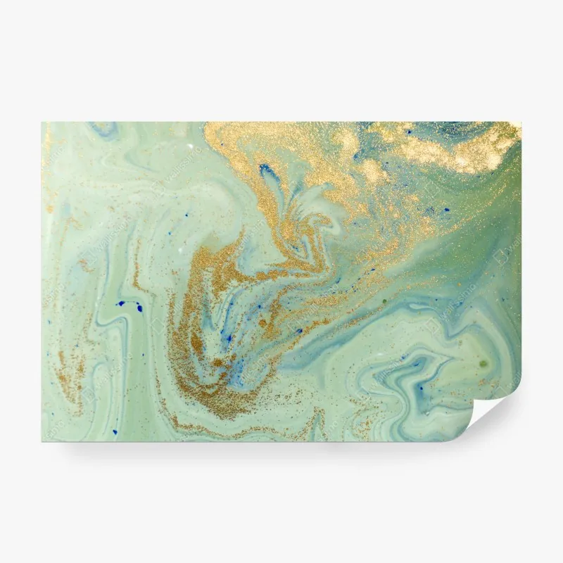 Fototapeta turkusowy marmur ze złotymi żyłkami