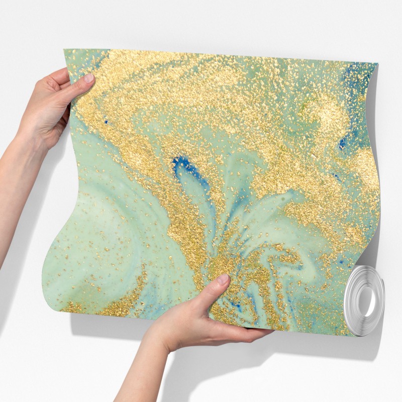 Fototapeta turkusowy marmur ze złotymi żyłkami – Wallissimo® Fototapeta turkusowy marmur ze złotymi żyłkami – Wallissimo®