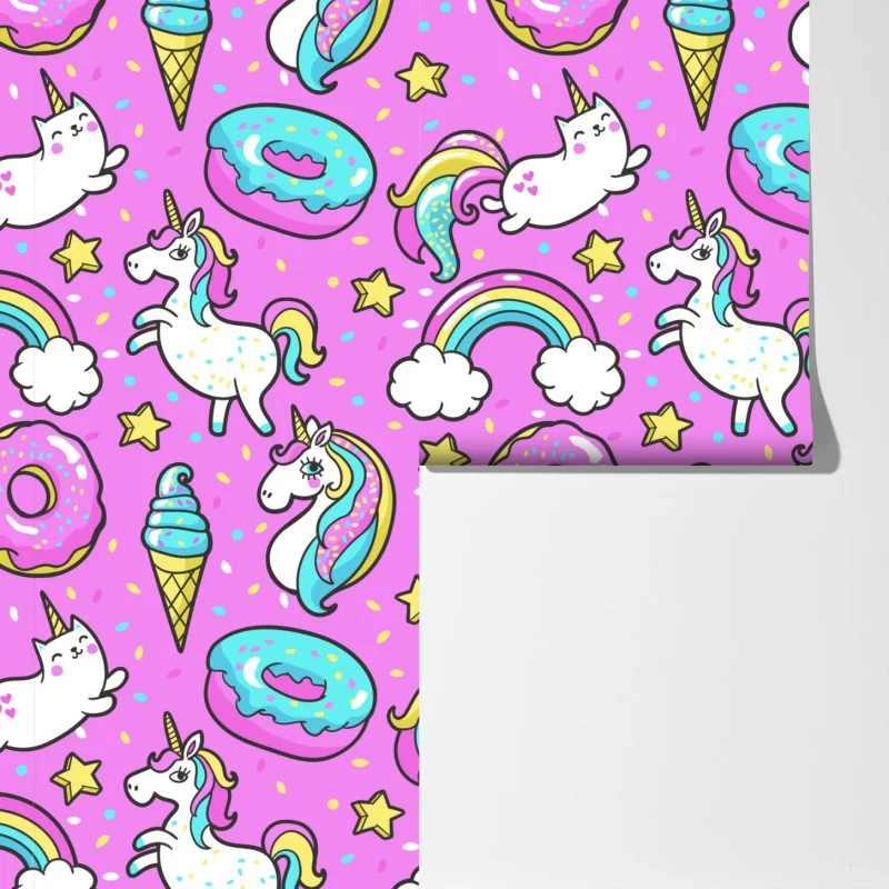 Fototapeta pastelowe jednorożce i słodkości – Wallissimo® Fototapeta pastelowe jednorożce i słodkości – Wallissimo®