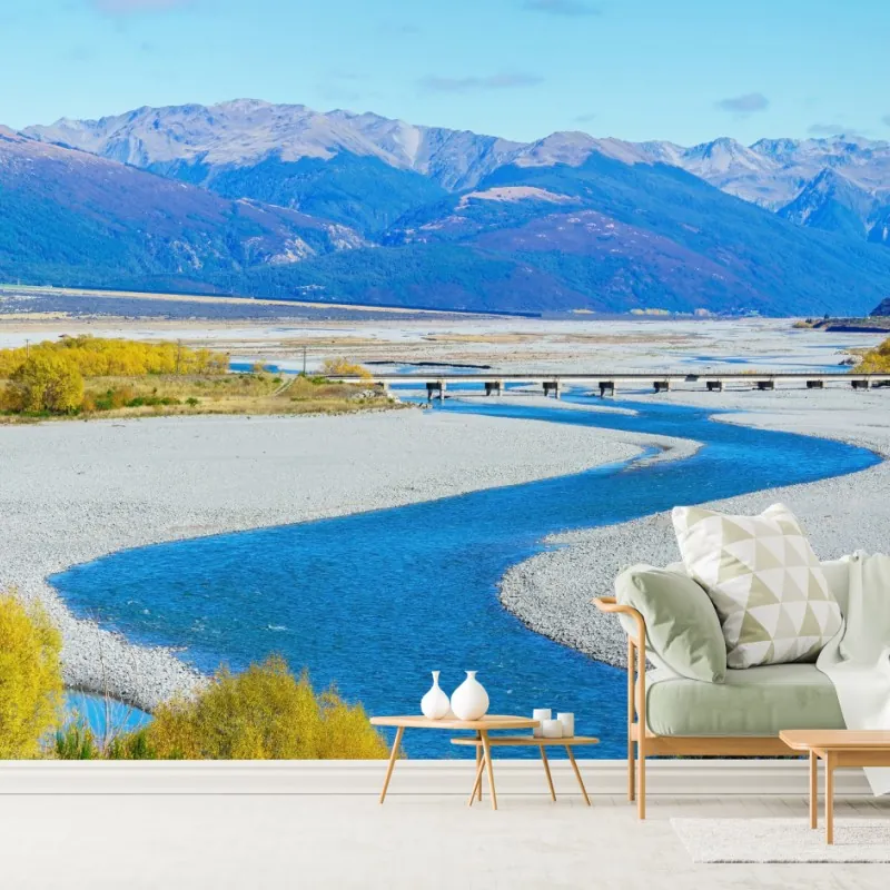 Fototapeta jesienny zakręt rzeki w Arthur's Pass National Park, South Island, New Zealand