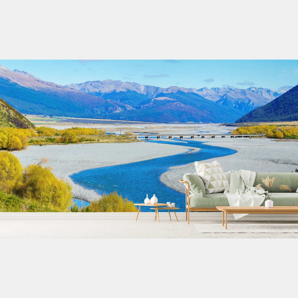 Wall mural autumn river bend at Arthur's Pass National Park, South Island, New Zealand