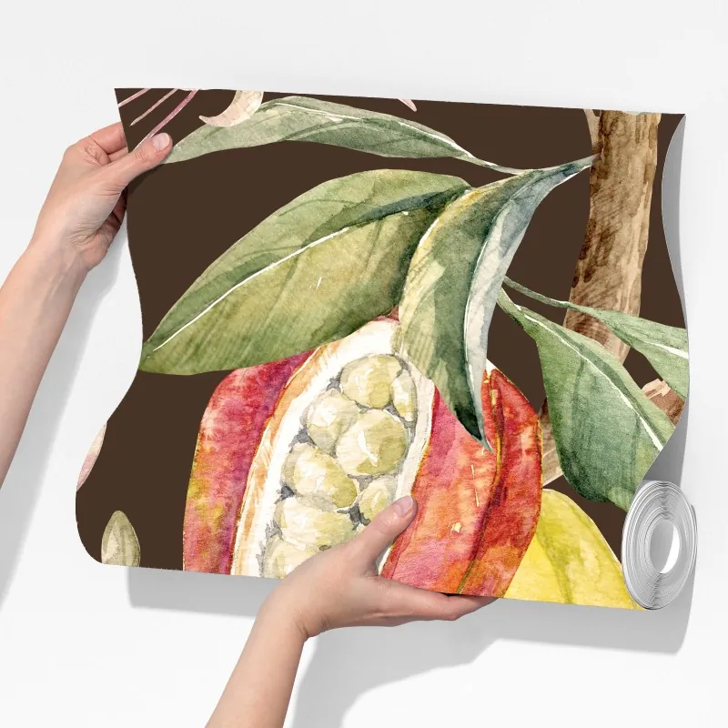 Fototapeta akwarelowy wzór strąków kakaowych – Wallissimo® Fototapeta akwarelowy wzór strąków kakaowych – Wallissimo®