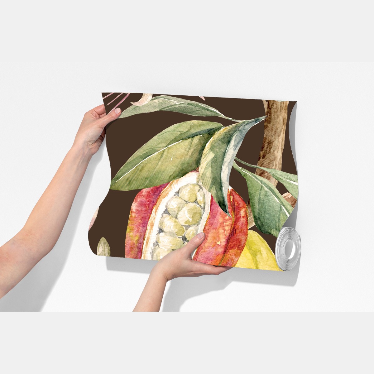 Fototapeta akwarelowy wzór strąków kakaowych – Wallissimo® Fototapeta akwarelowy wzór strąków kakaowych – Wallissimo®