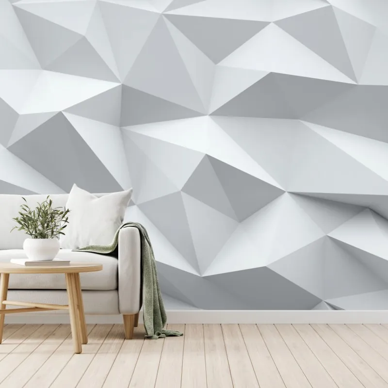 Fototapeta biały trójwymiarowy geometryczny wzór low-poly