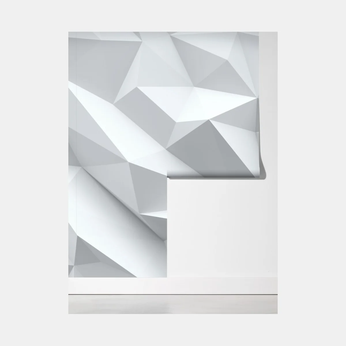 Fototapeta biały trójwymiarowy geometryczny wzór low-poly – Wallissimo® Fototapeta biały trójwymiarowy geometryczny wzór low-poly – Wallissimo®