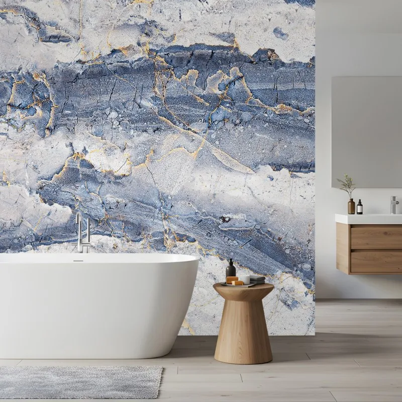 Fototapeta niebieski marmur ze złotymi żyłami