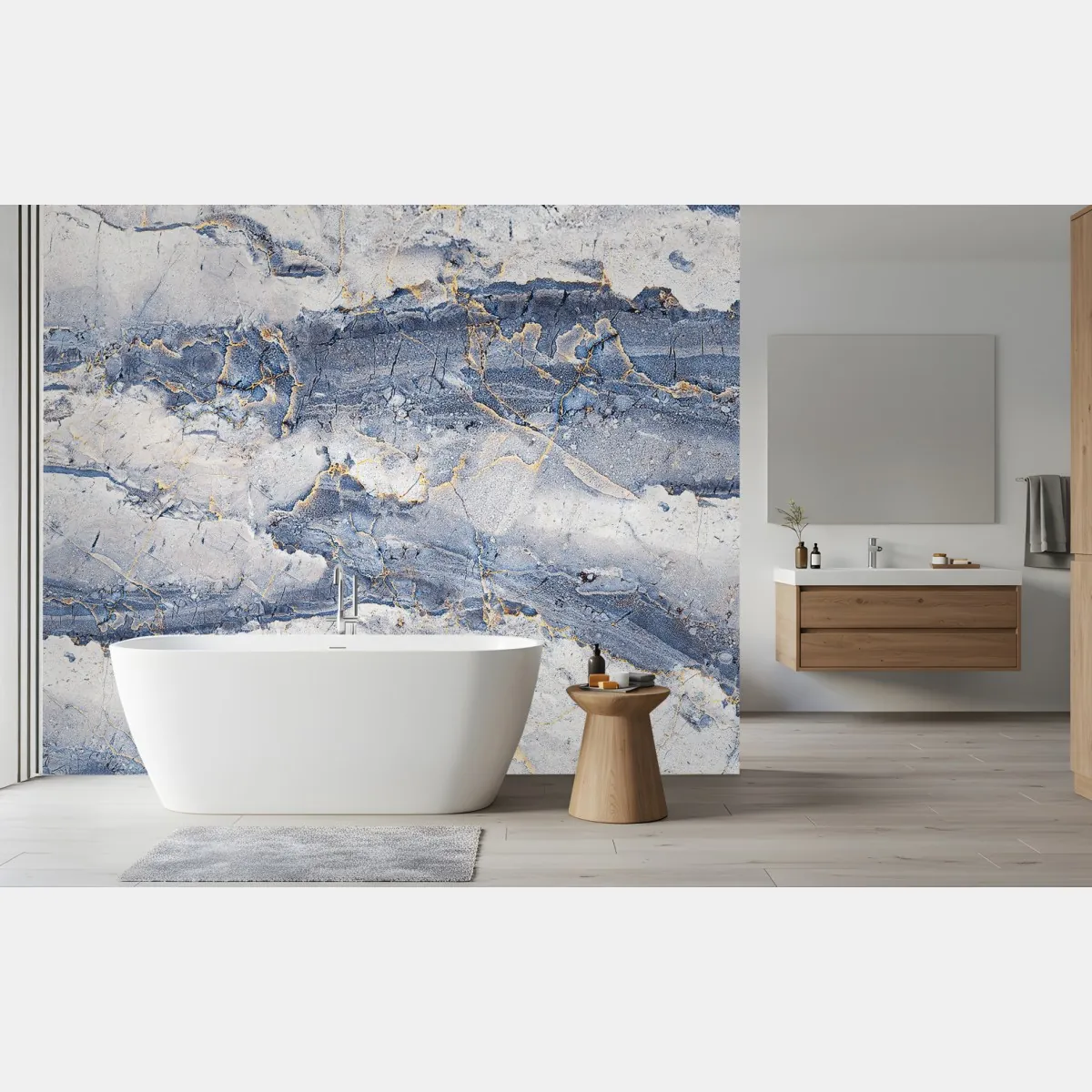 Fototapeta niebieski marmur ze złotymi żyłami – Wallissimo® Fototapeta niebieski marmur ze złotymi żyłami – Wallissimo®