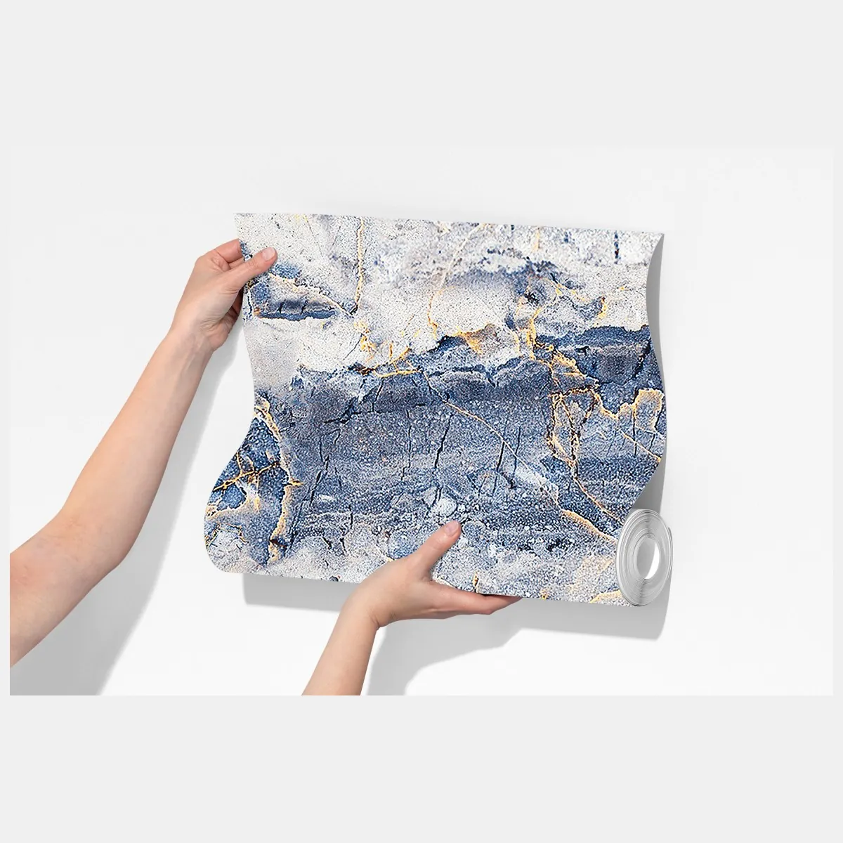 Fototapeta niebieski marmur ze złotymi żyłami – Wallissimo® Fototapeta niebieski marmur ze złotymi żyłami – Wallissimo®