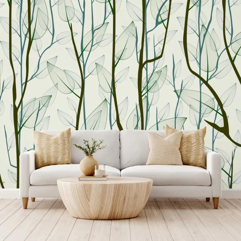 Fototapeta delikatny wzór liści i gałęzi