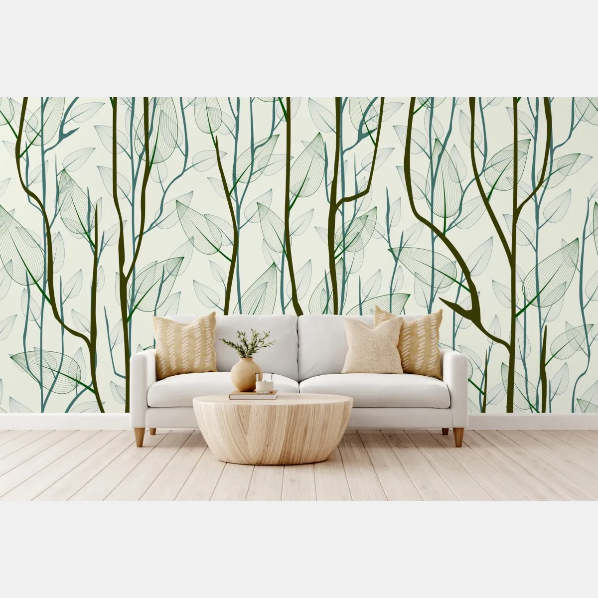 Fototapeta delikatny wzór liści i gałęzi – Wallissimo® Fototapeta delikatny wzór liści i gałęzi – Wallissimo®