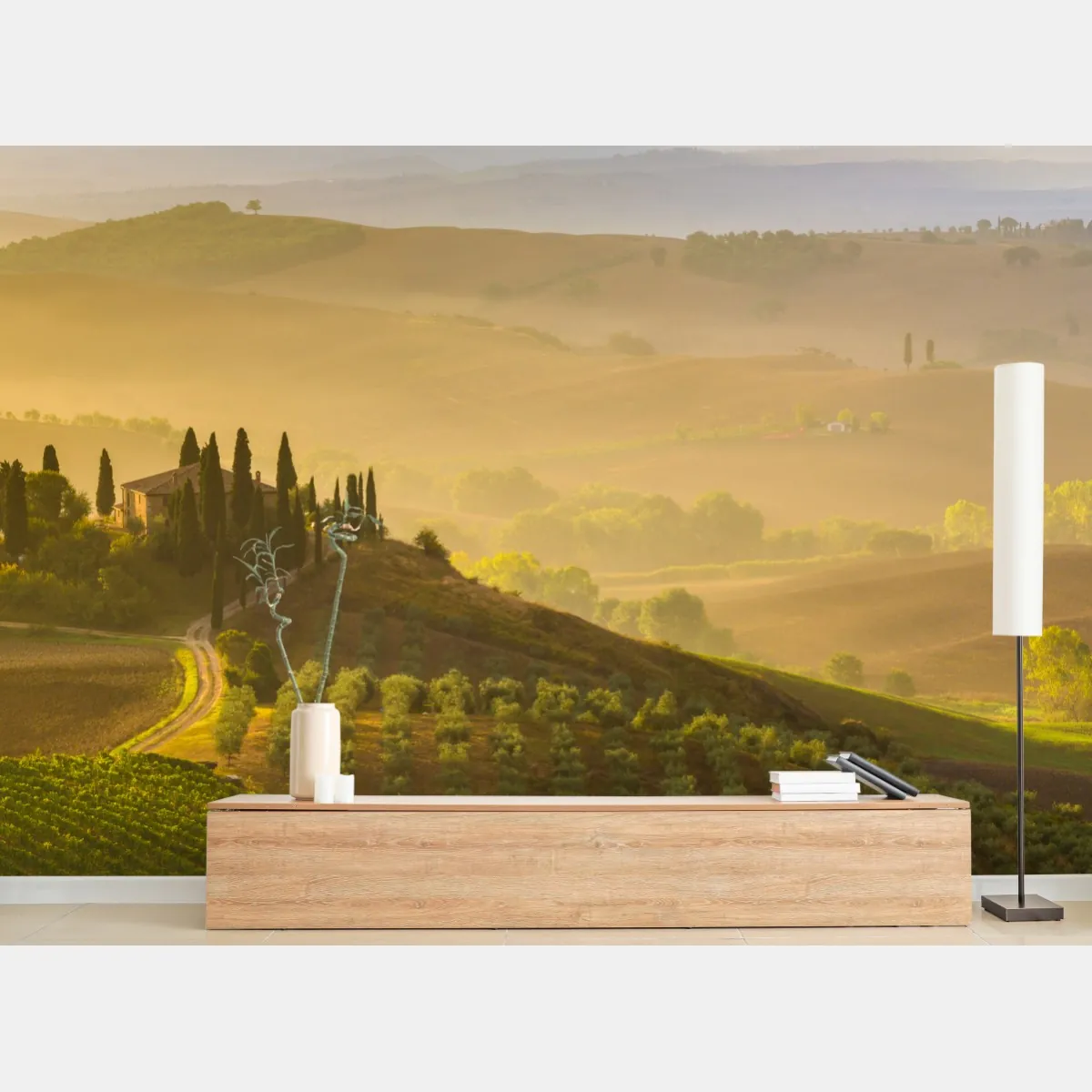 Fototapeta mglisty poranek nad Val d'Orcia – Wallissimo® Fototapeta mglisty poranek nad Val d'Orcia – Wallissimo®