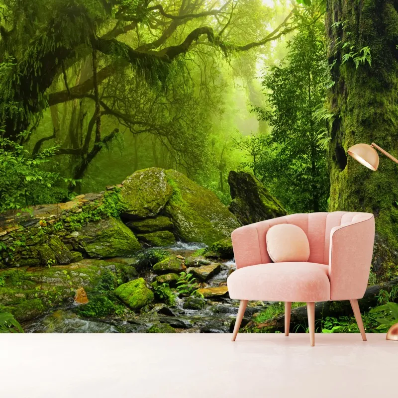 Fototapeta leśny strumień porośnięty mchem – Wallissimo® Fototapeta leśny strumień porośnięty mchem – Wallissimo®