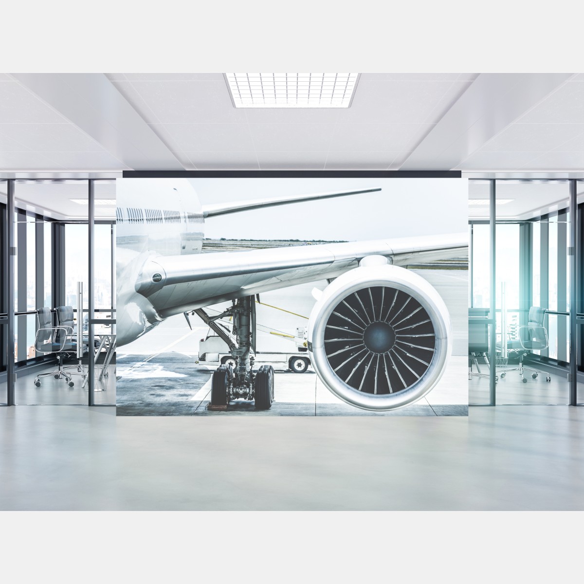 Wall mural close-up of jet engine at terminal