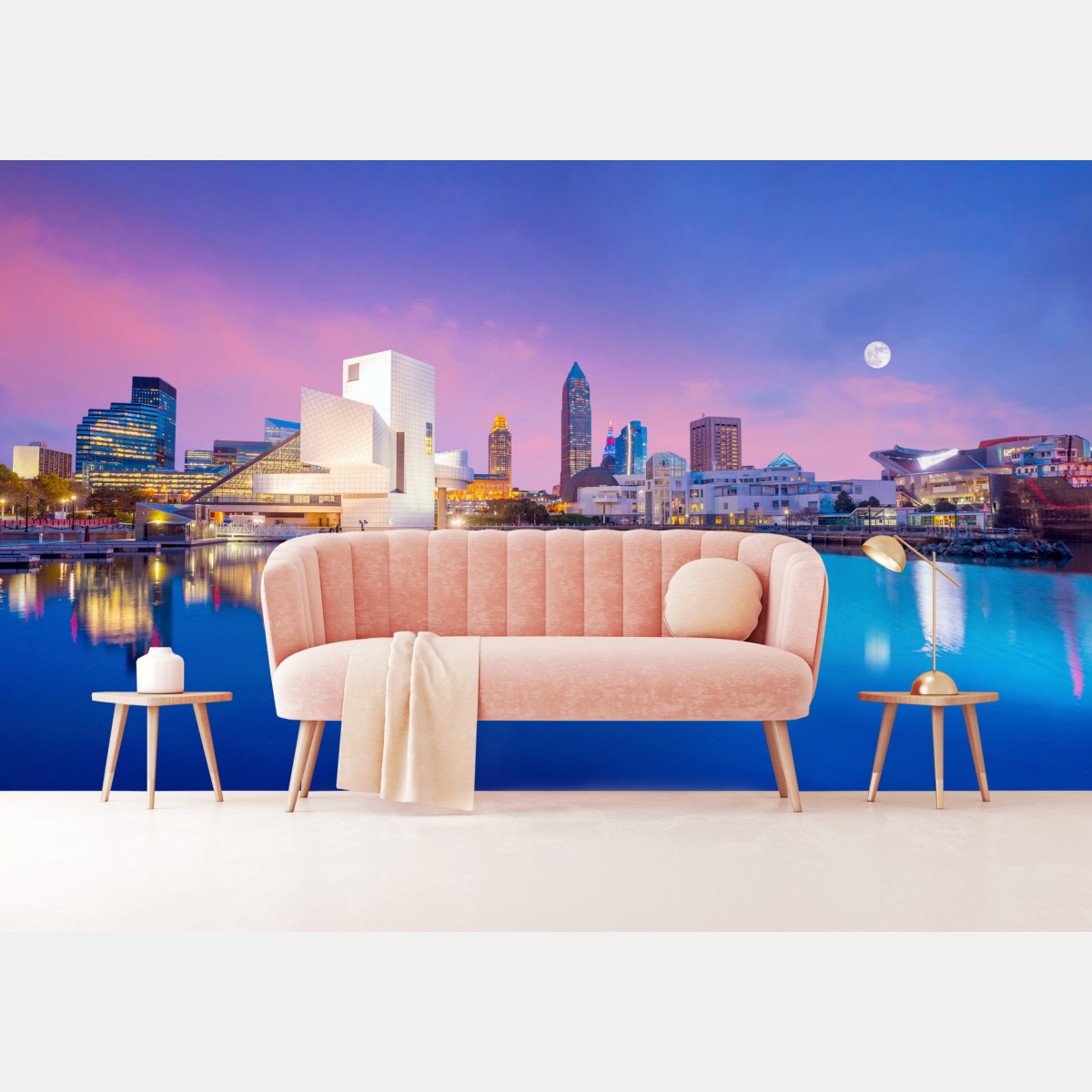 Wall mural downtown Cleveland skyline at dusk