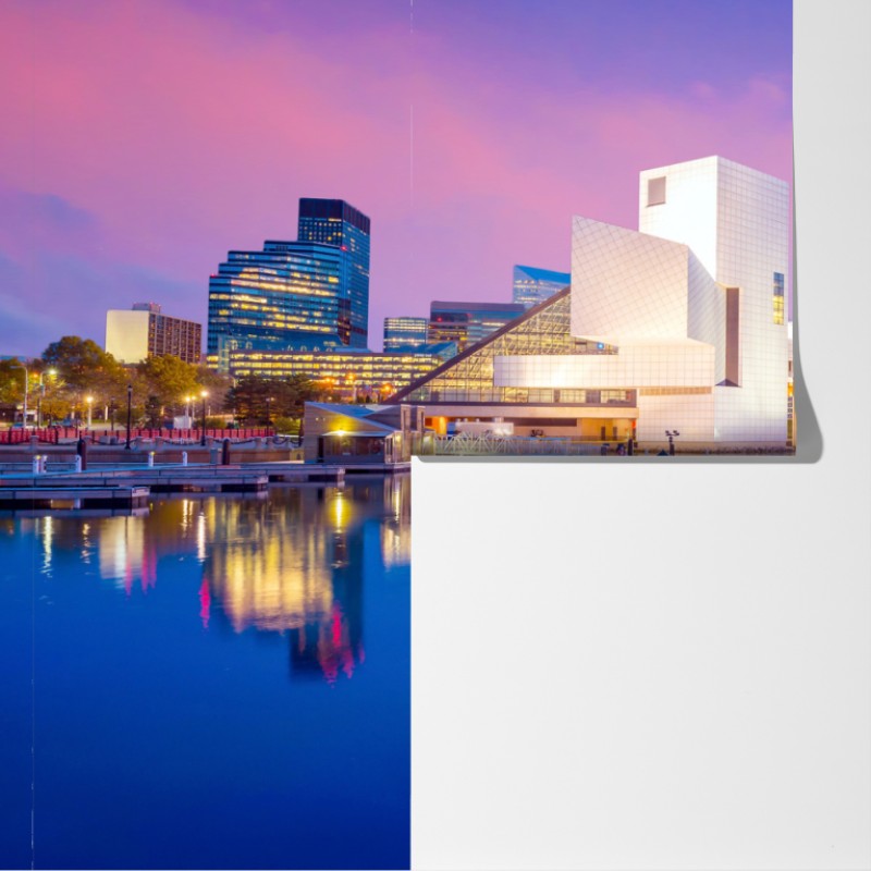 Fototapeta panorama miasta Cleveland o zmierzchu – Wallissimo® Fototapeta panorama miasta Cleveland o zmierzchu – Wallissimo®