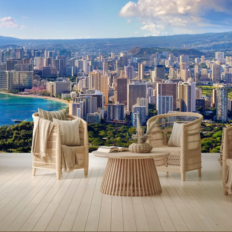 Fototapeta panoramiczny widok na nadmorskie miasto