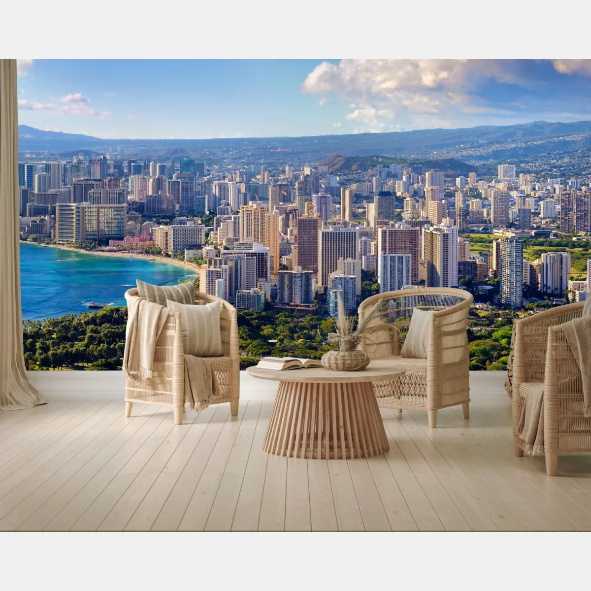 Fototapeta panoramiczny widok na nadmorskie miasto – Wallissimo® Fototapeta panoramiczny widok na nadmorskie miasto – Wallissimo®