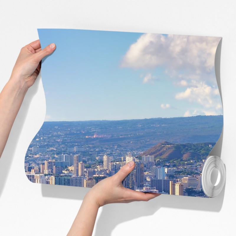 Fototapeta panoramiczny widok na nadmorskie miasto – Wallissimo® Fototapeta panoramiczny widok na nadmorskie miasto – Wallissimo®