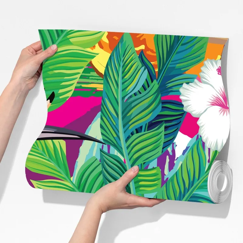 Fototapeta żywe tropikalne ptaki w dżungli – Wallissimo® Fototapeta żywe tropikalne ptaki w dżungli – Wallissimo®