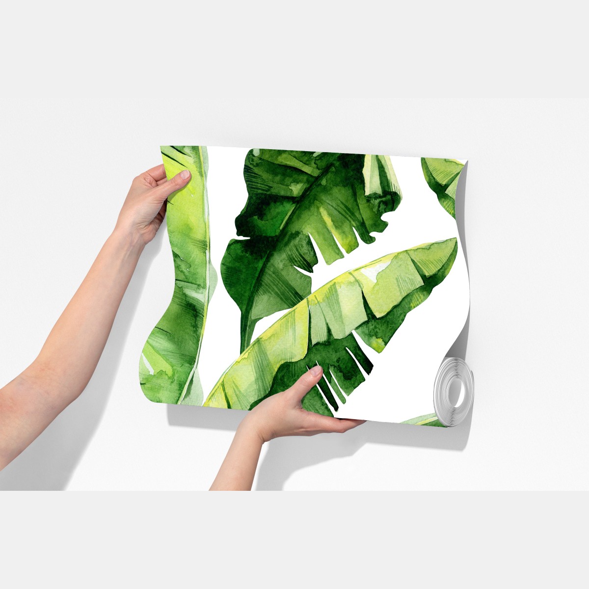 Fototapeta tropikalny wzór z liśćmi bananowca w akwareli – Wallissimo® Fototapeta tropikalny wzór z liśćmi bananowca w akwareli – Wallissimo®