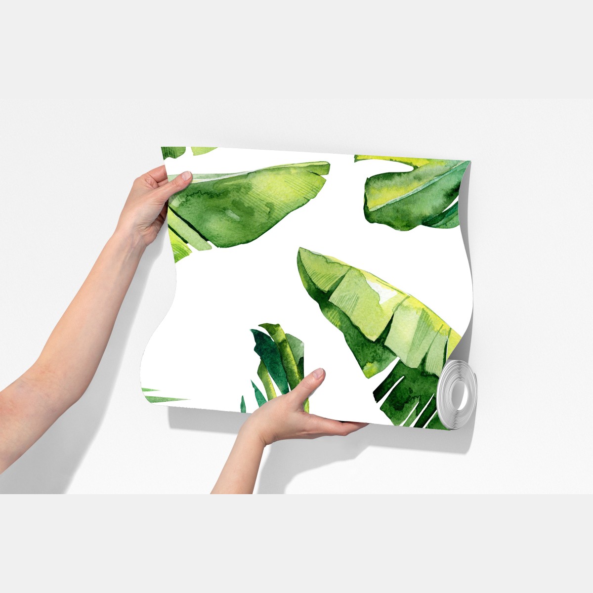 Fototapeta tropikalny akwarelowy wzór liści palmowych – Wallissimo® Fototapeta tropikalny akwarelowy wzór liści palmowych – Wallissimo®